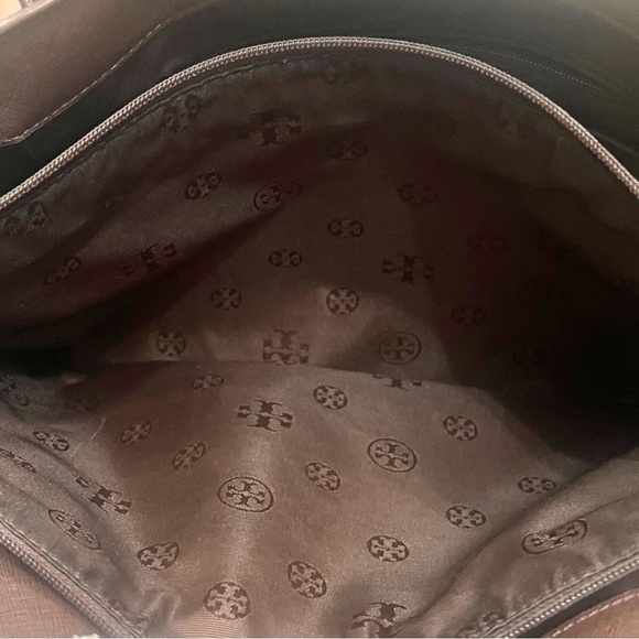 Tory Burch Emerson Saffiano Small Tote – Tempranillo Chocolate Brown - Picture 10 of 12